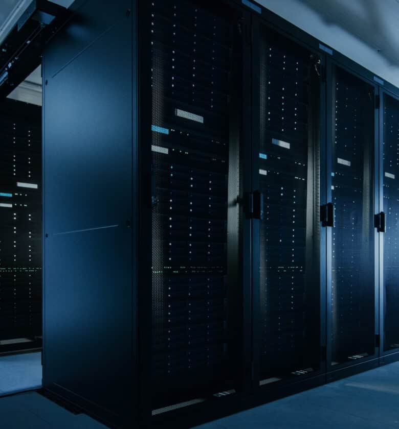 Rows of servers in a large room