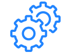 Blue gear icon on green background, symbolizing settings or options