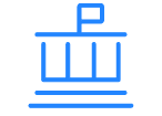 Blue trash bin icon for removing content