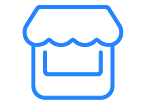 Blue store symbol with window