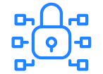Blue padlock with key inserted