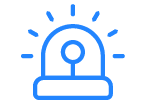 Blue light bulb icon on white background