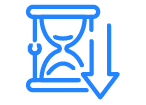 Blue hourglass icon with downward arrow, symbolizing time running out or download option