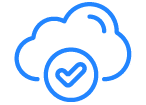 Cloud computing logo with a white cloud and blue text