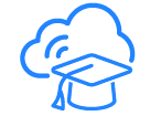 Cloud with graduation cap symbolizing cloud computing education