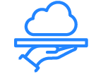 Cloud computing icon with white cloud and blue background