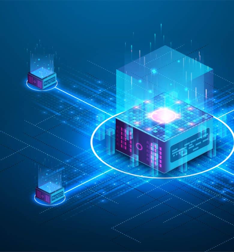 Cloud network with servers and data